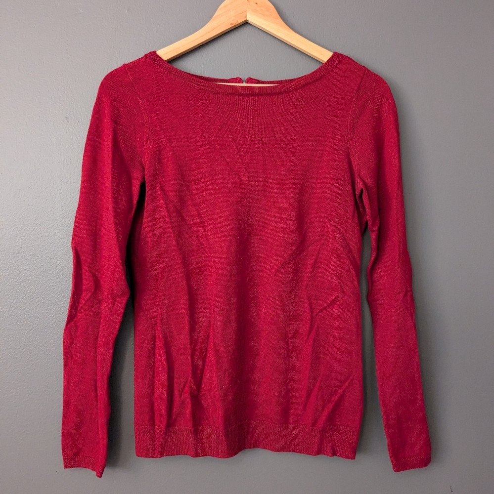 Soft rose red thin wool sweater